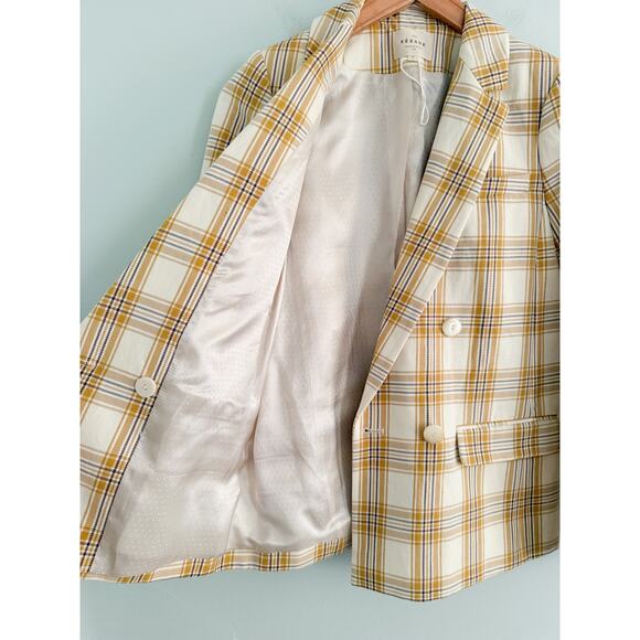 Sezane | Sézane | Veste Christie Jacket in Carreau Beige Ochre Bordeaux Sz 34/2 - Picture 6 of 12